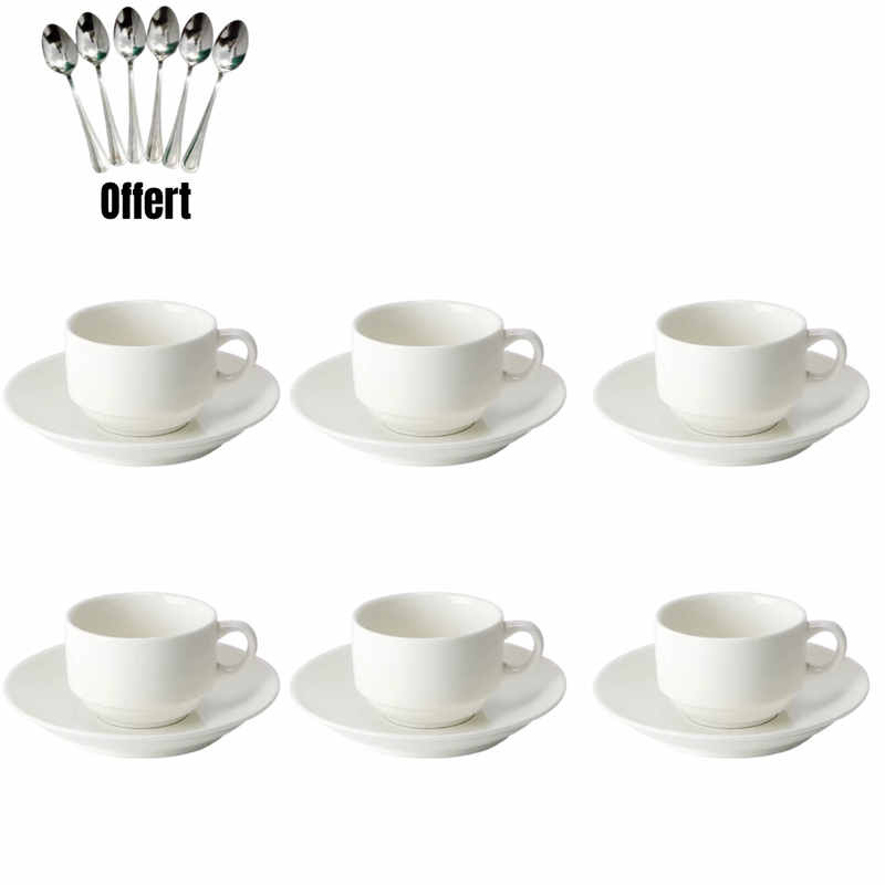 Tasse sous tasse en porcelaine plus cuillère offert
