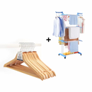 Sèche linge plus lots 12 cintres en bois