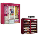 Armoire 3 battants + range 36 paires housse