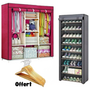 pack armoire 3 battants housse plus range chaussure 9 étagère et 6 cintres offert - Boummarket