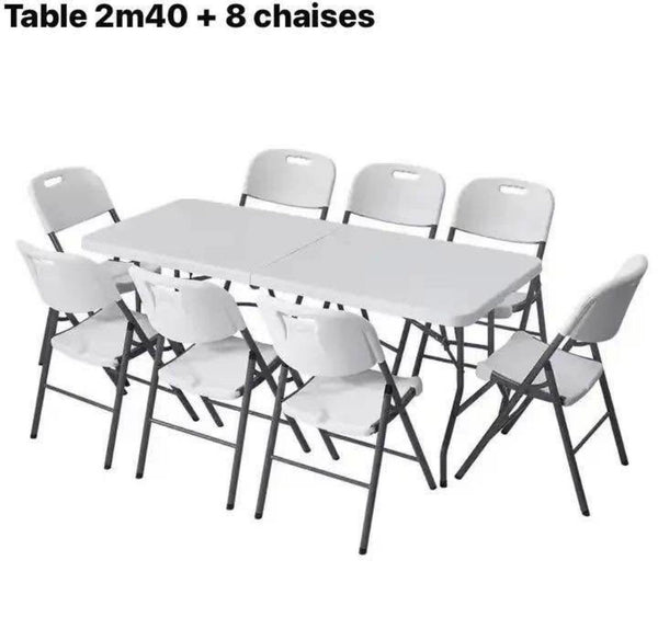 Table dressage 2m40 + 8 chaises