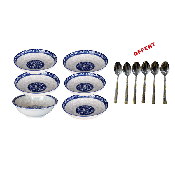 Assiettes 6 pièces 17,5cm plus lots de 6 cuillères offert