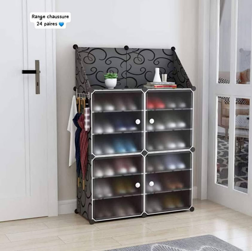 Rangement Chaussure, Meuble Chaussure 32 Paires, 2 X 8 Niveaux Meuble A Rangement Chaussure, Meuble Chaussure 32 Paires, 2 X 8 Niveaux Meuble A