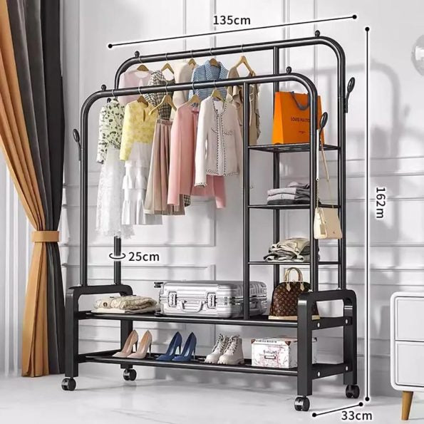 Penderie double barre plus étagère
