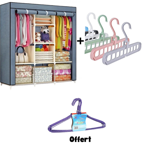 Armoire 3 Battants plus 4 porte cintre plus lot de 10 cintres offert - Boummarket