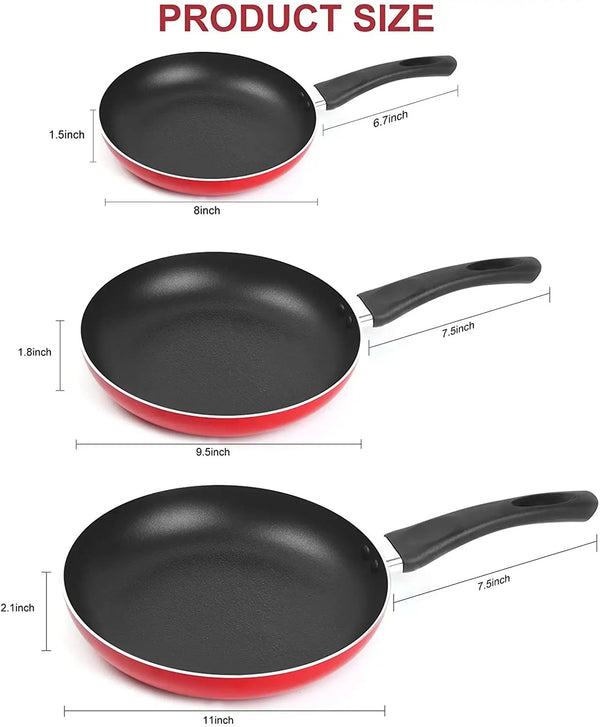 Ensemble 3 poêle 22 cm ; 24 cm ; 28cm anti adhésive - Boummarket