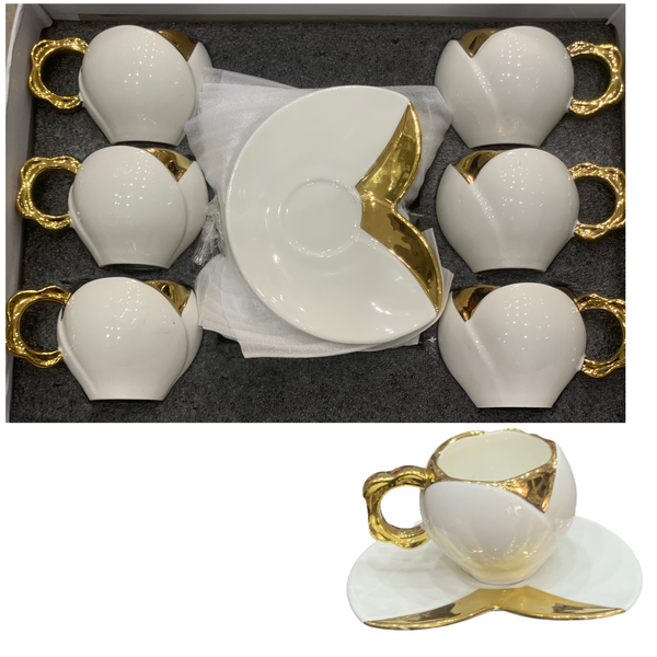 Ensemble tasse sous tasse en porcelaine 12 pièces - Boummarket