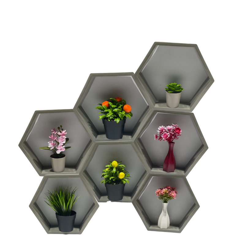 Décoration hexagonale avec pot de fleurs 28cm x 25cm
