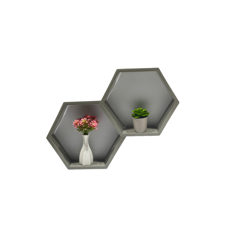 Ensemble décoration hexagonale avec pot de fleurs 28cm x 25cm