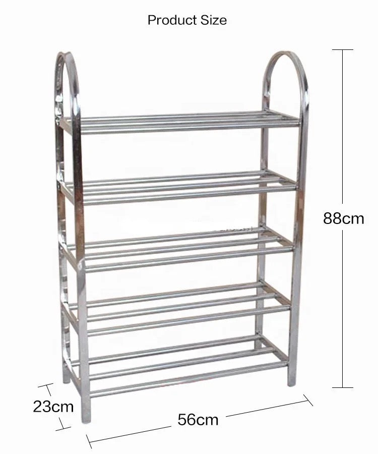 Range chaussure 5 étagère en fer inox 88 x 56 x23 cm