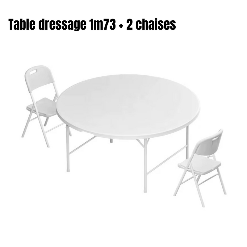 Table dressage 1m73 plus 2 ou 4 ou 5 ou 8 ou 10 chaises