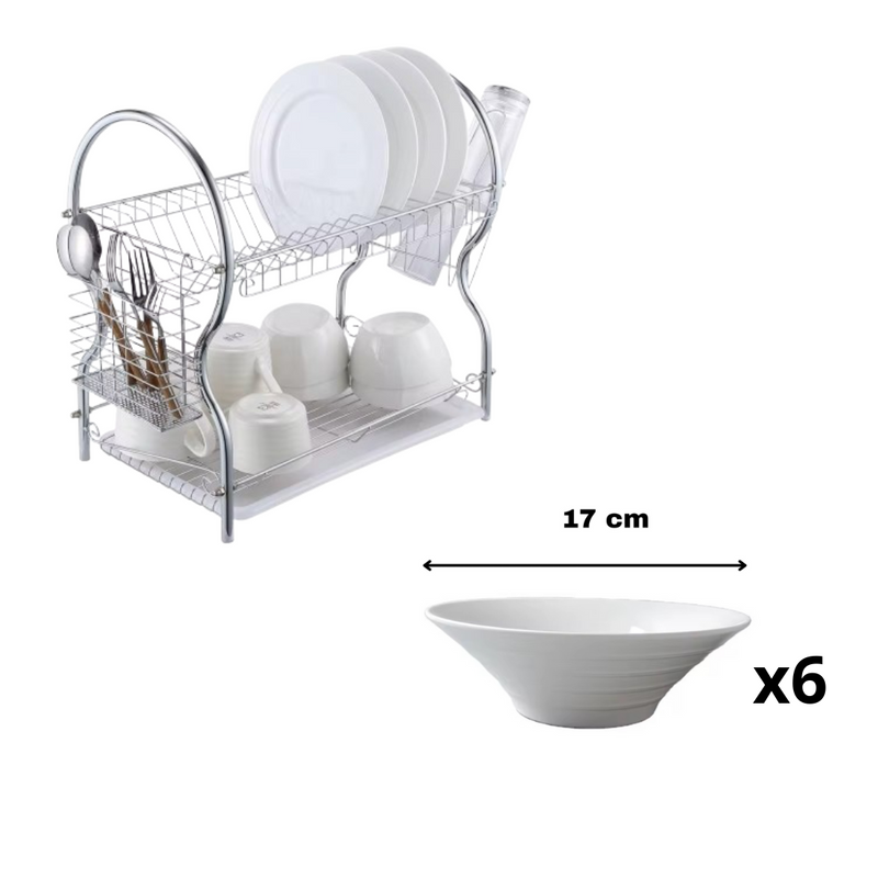 Égouttoir 2 niveaux plus 6 soucoupes incassable 17cm