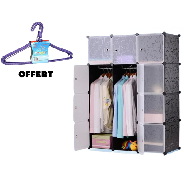 Armoire 3 battants en plastique + 10 cintres offerts