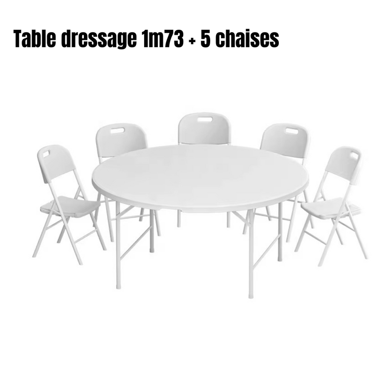 Table dressage 1m73 plus 2 ou 4 ou 5 ou 8 ou 10 chaises