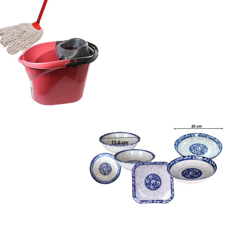 Seau ménage plus 6 pièces assiettes