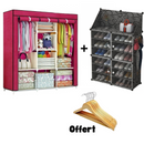Pack armoire 3 battants plus range chaussure 24 paires plastique lots de 6 cintres offert - Boummarket