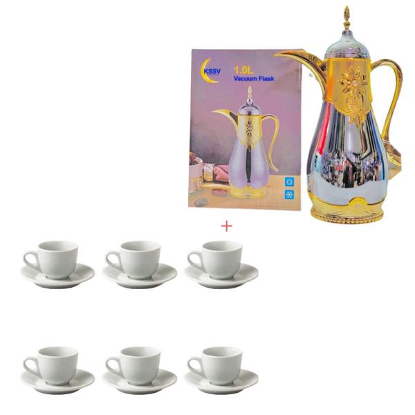 Pack Thermos de lux 1L plus tasse et  sous tasse 12 pièces - Boummarket