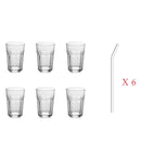 Tasses en verre 6 pièces plus 6 pailles - Boummarket