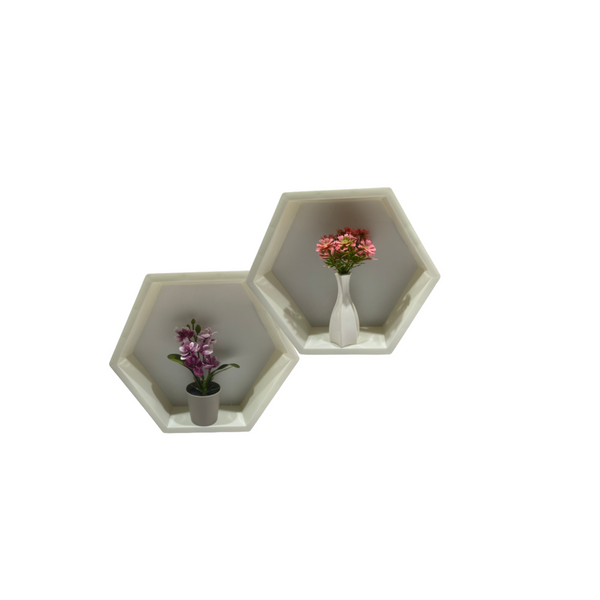 Ensemble décoration hexagonale avec pot de fleurs 28cm x 25cm