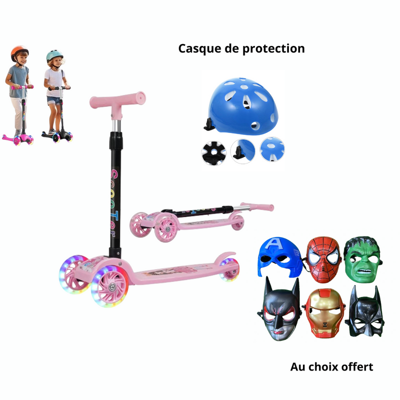 Pack trotinette enfants 1 à 6 ans + masque offert