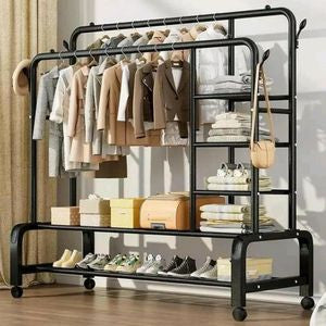 Penderie double barre plus étagère