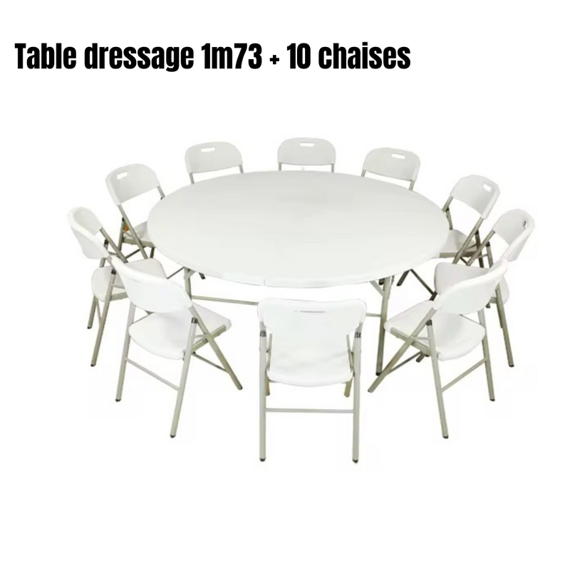 Table dressage 1m73 plus 2 ou 4 ou 5 ou 8 ou 10 chaises