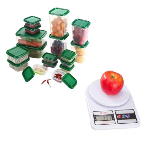 Ensemble de 17 bols en plastique plus une Balance de cuisine 10 kg - Boummarket