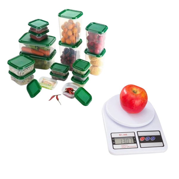 Ensemble de 17 bols en plastique plus une Balance de cuisine 10 kg