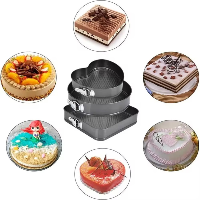 Moule à gâteau 3 pièces ( cœur; carré et rond ) - Boummarket