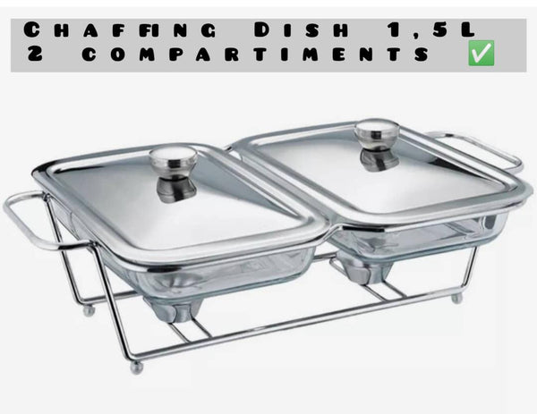chafing dish 2 compartiments 1,5 litres