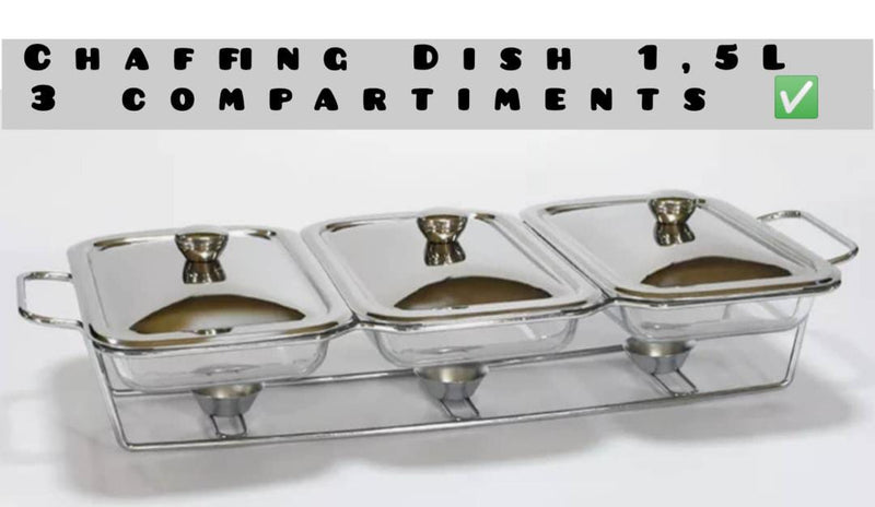 Chafing dish 3 compartiments de 1,5 litres