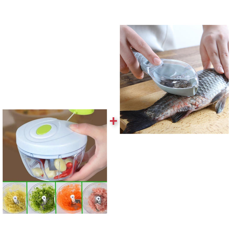 Mini hachoir manuel + écailles de poisson