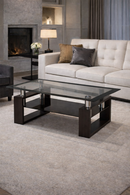 Table basse moderne en verre et bois - Boummarket