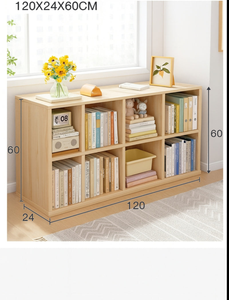 Meuble de rangement en bois 120×24×60 cm – Bibliothèque moderne à 6 compartiments.