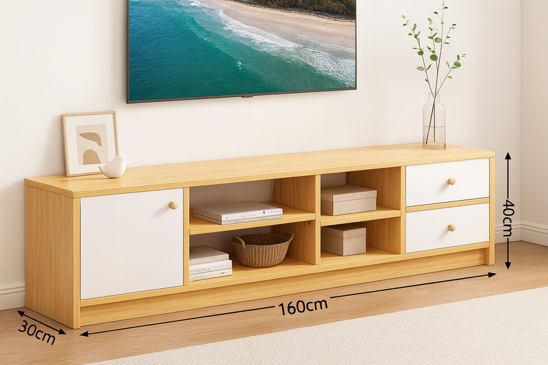 Meuble TV moderne en bois – 160×30×40 cm | Design élégant avec tiroirs et rangements, livraison gratuite à dakar