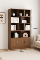 Bibliothèque moderne en bois – 180×100×24 cm | Étagère de rangement design avec portes,livraison gratuite à dakar.