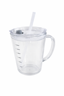 Verre transparent avec paille et couvercle