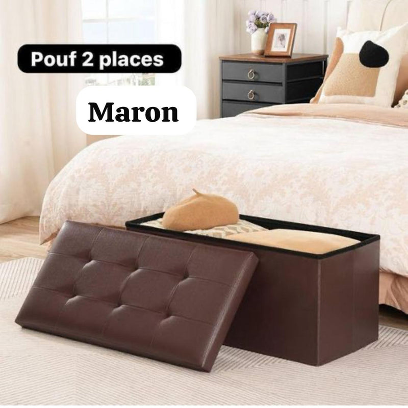 Pouf de rangement de 2 places