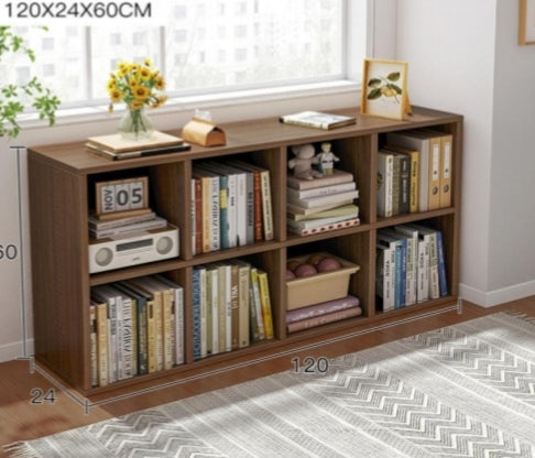 Meuble de rangement en bois 120×24×60 cm – Bibliothèque moderne à 6 compartiments.