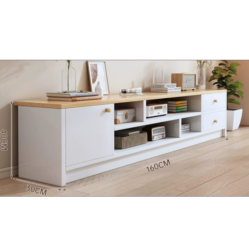 Meuble TV moderne en bois – 160×30×40 cm | Design scandinave avec rangements et tiroirs, livraison gratuite à dakar