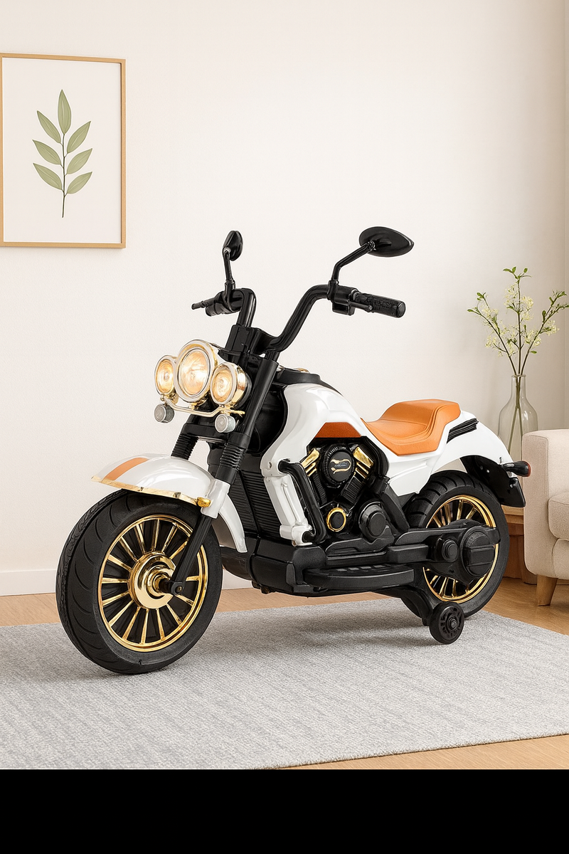 Moto électrique pour enfants – Design Harley 12V | Siège confort + roues stabilisatrices, livraison gratuite à dakar.