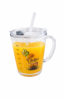 Verre transparent avec paille et couvercle