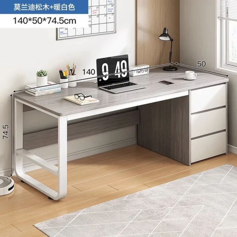 Bureau moderne en bois et métal – 140×50×74,5 cm avec tiroirs de rangement, livraison gratuite à dakar