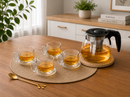 Ensemble théière 5 pièces en verre élégant