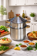Couscoussier Inox 12L avec Poignées en Bois - Boummarket