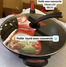 Poêle Lourde Antiadhésive avec Couvercle en Verre 34 CM - Boummarket