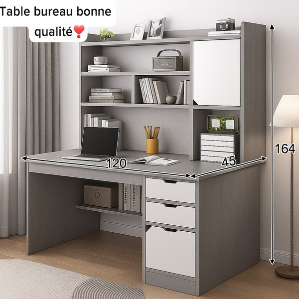 Bureau moderne avec étagères – 120×45×164 cm | Design élégant, rangement intégré et grande capacité, livraison gratuite à dakar