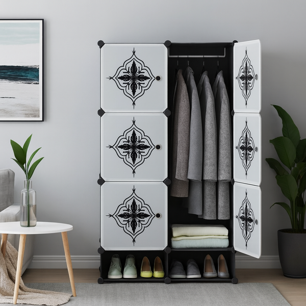 Armoire 2 battants plastique plus rangement chaussures