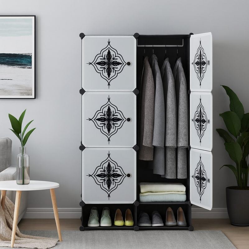 Armoire 2 battants plastique plus rangement chaussures