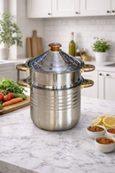 Couscoussier Inox 8L avec Poignées en Bois - Boummarket